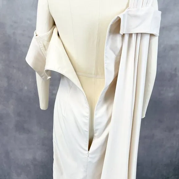 Lan Ting Bride Dress Womens 10 Cream Bridesmaid Wedding Party Minimalist Elegant