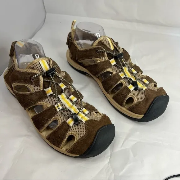 Lands End Brown Outdoor Mens Hiking Shoes Size 10.5 Wide