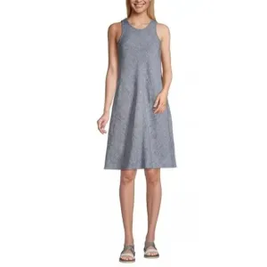 Lands End Linen Jumper Dress Women's 3X Heathered Blue Beach Vacation Old Money