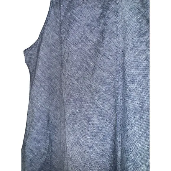 Lands End Linen Jumper Dress Women's 3X Heathered Blue Beach Vacation Old Money