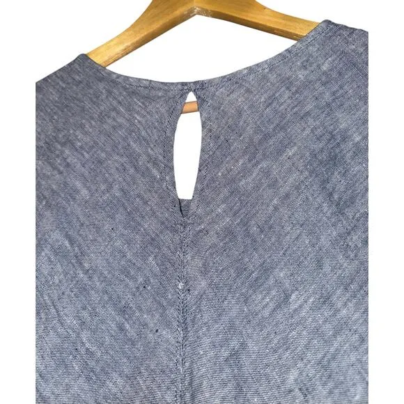 Lands End Linen Jumper Dress Women's 3X Heathered Blue Beach Vacation Old Money