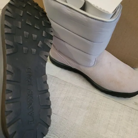 Lands End Womens Light Silver Metallic Low Commuter Boots US 7 EU 37.5 With Butt