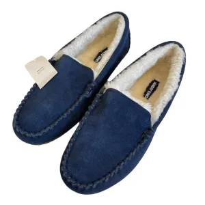 Lands' End Women's Size 6D Wide Blue Suede Moccasin Slippers NWT