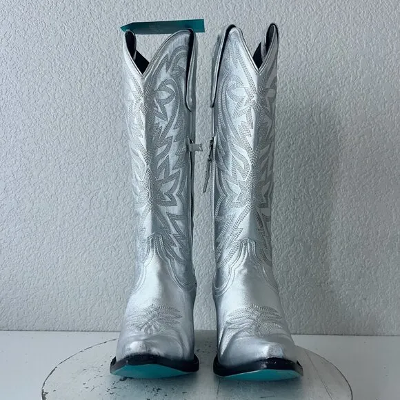 Lane SMOKESHOW Womens Cowboy Boots 7 Silver Trail Western Cowgirl Mid Calf Tall