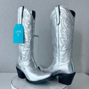 Lane SMOKESHOW Womens Cowboy Boots 7 Silver Trail Western Cowgirl Mid Calf Tall