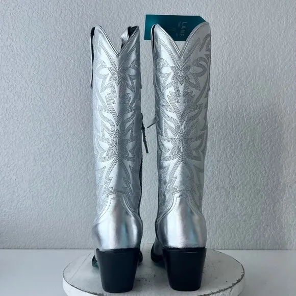 Lane SMOKESHOW Womens Cowboy Boots 7 Silver Trail Western Cowgirl Mid Calf Tall