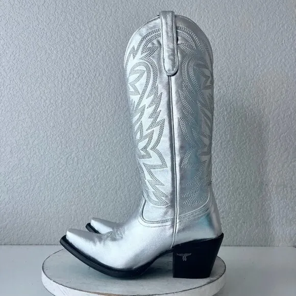 Lane SMOKESHOW Womens Cowboy Boots 7 Silver Trail Western Cowgirl Mid Calf Tall