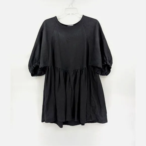Lanhtropy Linen Dress One Size Black Babydoll Oversized Langenlook Minimalist