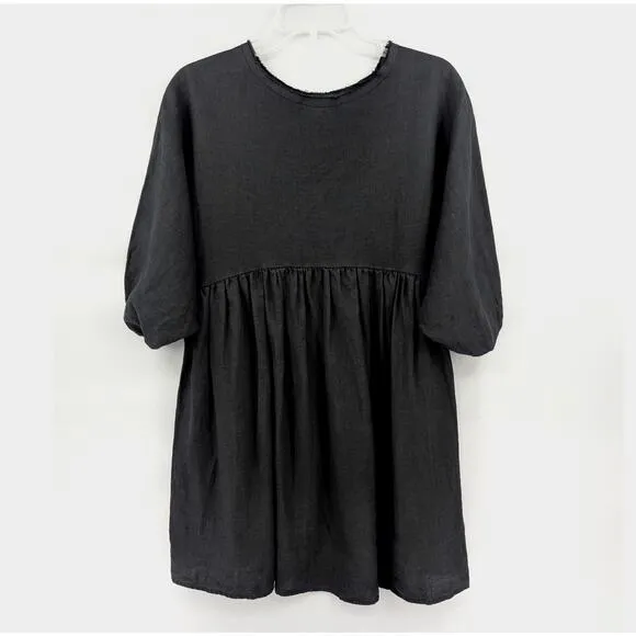 Lanhtropy Linen Dress One Size Black Babydoll Oversized Langenlook Minimalist