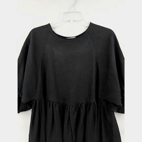Lanhtropy Linen Dress One Size Black Babydoll Oversized Langenlook Minimalist