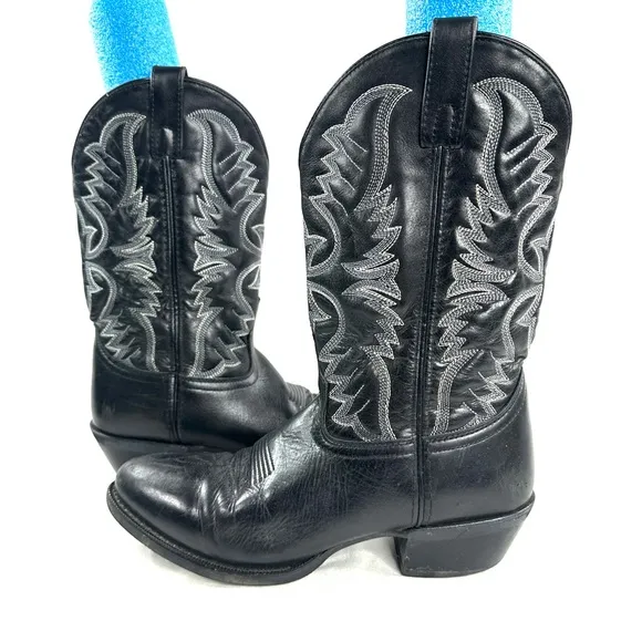 Laredo Birchwood Men Size 9 Black Tumbled Leather Cowboy Western Boot 68450