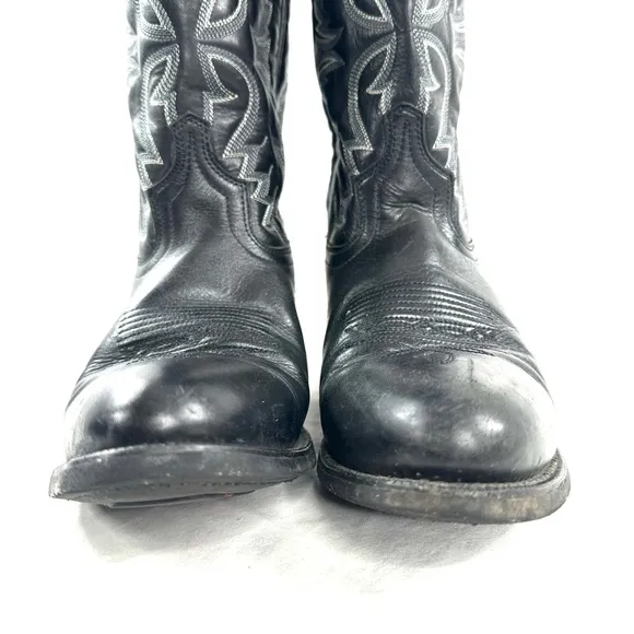 Laredo Birchwood Men Size 9 Black Tumbled Leather Cowboy Western Boot 68450