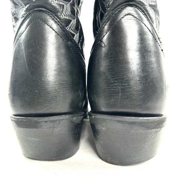 Laredo Birchwood Men Size 9 Black Tumbled Leather Cowboy Western Boot 68450