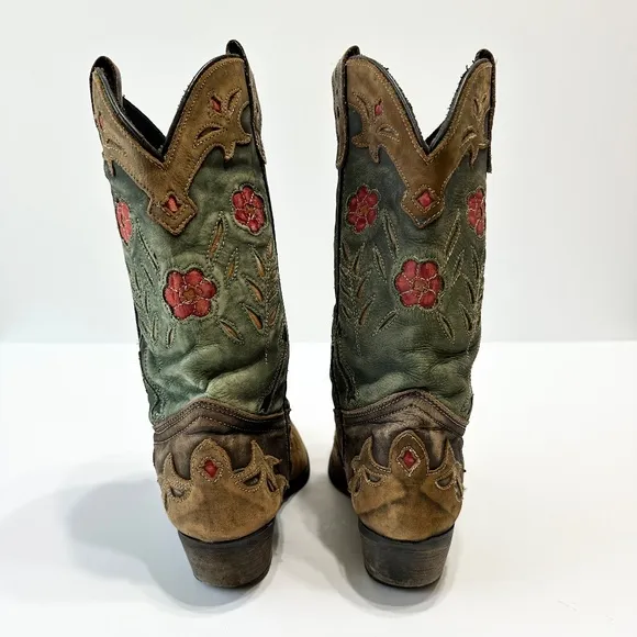 Laredo Women's Miss Kate Rodeo Boots Brown Leather Floral Inlay Size 7