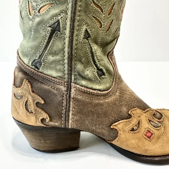 Laredo Women's Miss Kate Rodeo Boots Brown Leather Floral Inlay Size 7