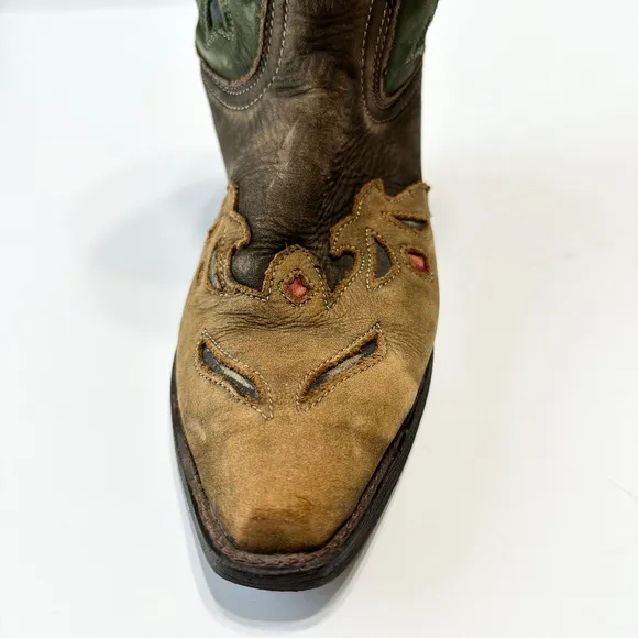 Laredo Women's Miss Kate Rodeo Boots Brown Leather Floral Inlay Size 7