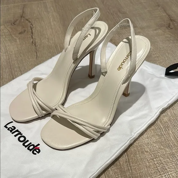 Larroude Cream Heels Elegant Minimalist Design
