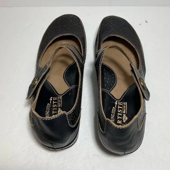 L'Artiste by Spring Step Mamata Black and Tan Mary Jane Shoes Size EU 40 US 9