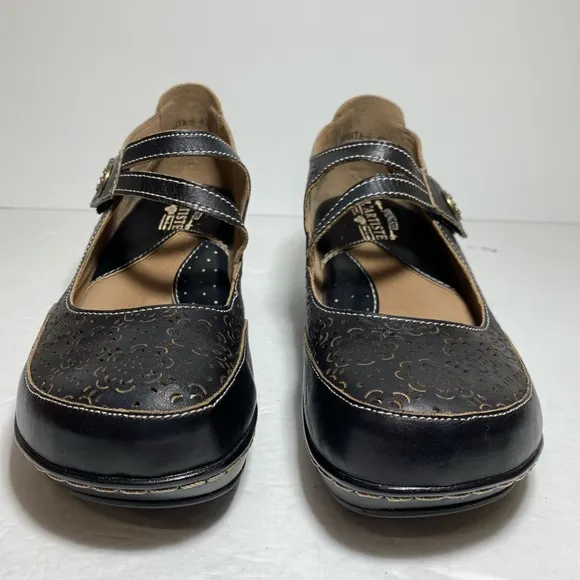 L'Artiste by Spring Step Mamata Black and Tan Mary Jane Shoes Size EU 40 US 9