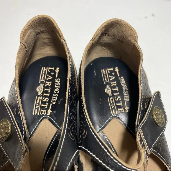 L'Artiste by Spring Step Mamata Black and Tan Mary Jane Shoes Size EU 40 US 9