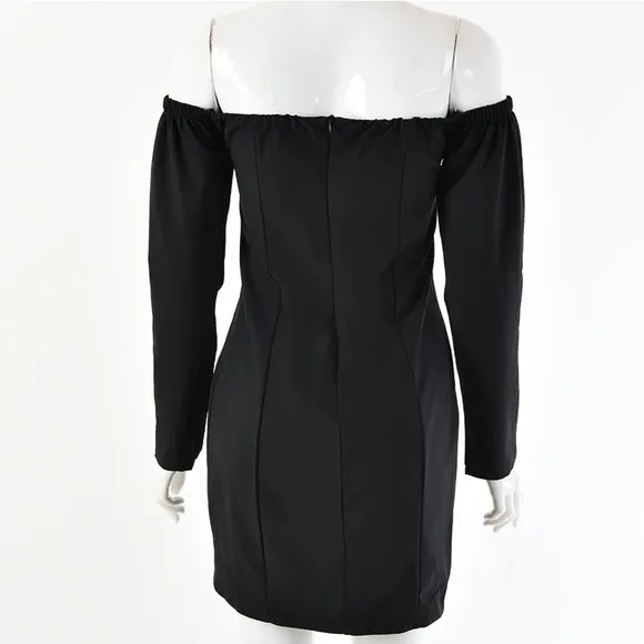 (Last 1) Black long sleeve strapless bodycon mini dress