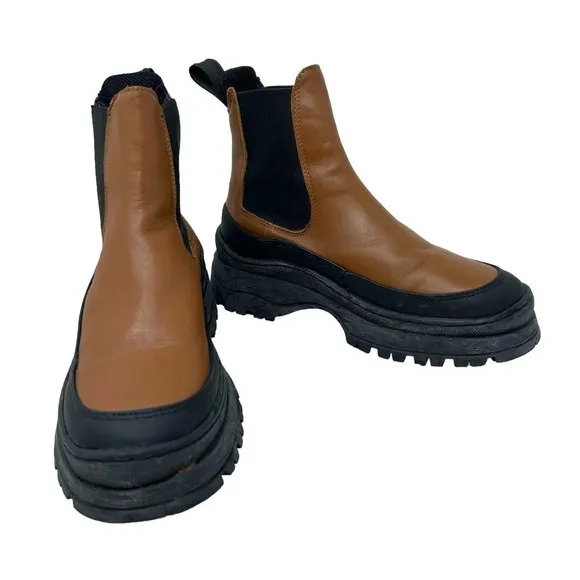 LAST Trail Chelsea Boots Leather/Rubber Foxing Tan Platform Size 36 US 5.5