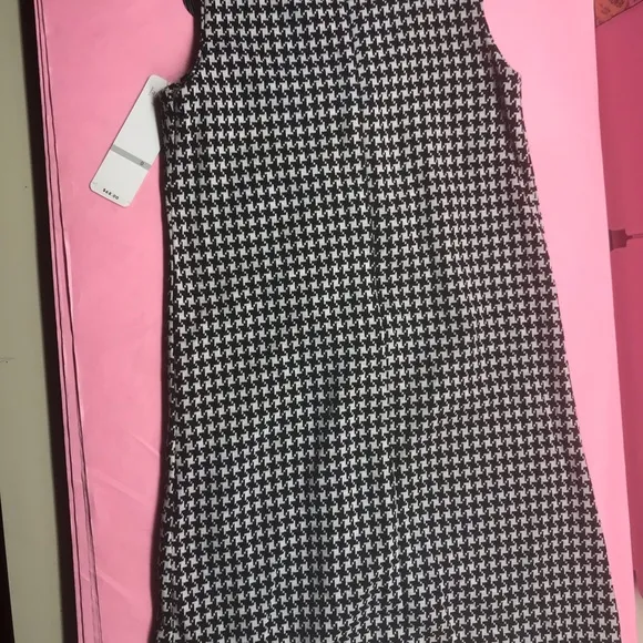 Laundry Shelli Segal houndstooth black shift dress y2k 70’s silver sequin 6x 8