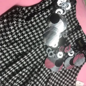 Laundry Shelli Segal houndstooth black shift dress y2k 70’s silver sequin 6x 8