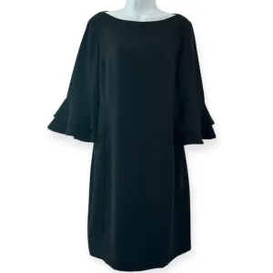 LAUREN RALPH LAUREN Flutter Bell Sleeve Black Sheath Dress Size 10 Knee Length