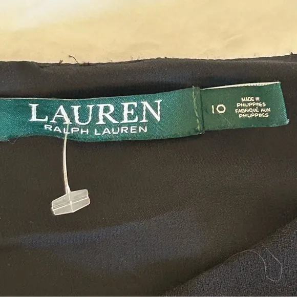 LAUREN RALPH LAUREN Flutter Bell Sleeve Black Sheath Dress Size 10 Knee Length