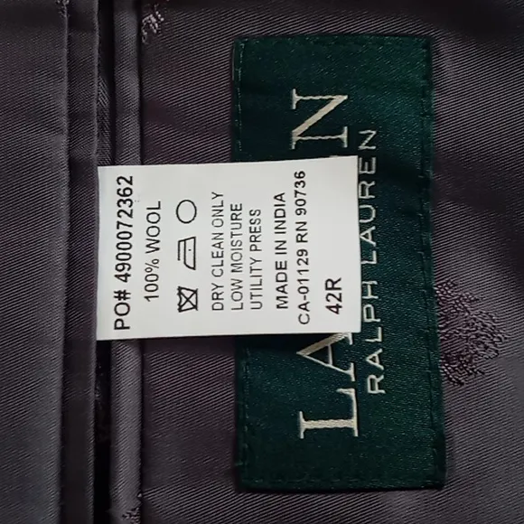 Lauren, Ralph Lauren Men's Pure Wool (2) PC Luxury Suit