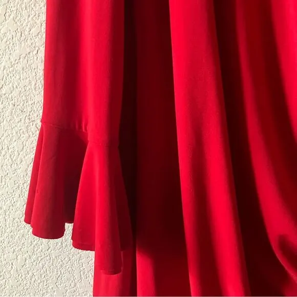 Lauren Ralph Lauren Red 90s Wrap Style Ruffle V Neck Long Sleeve Maxi Dress 20W