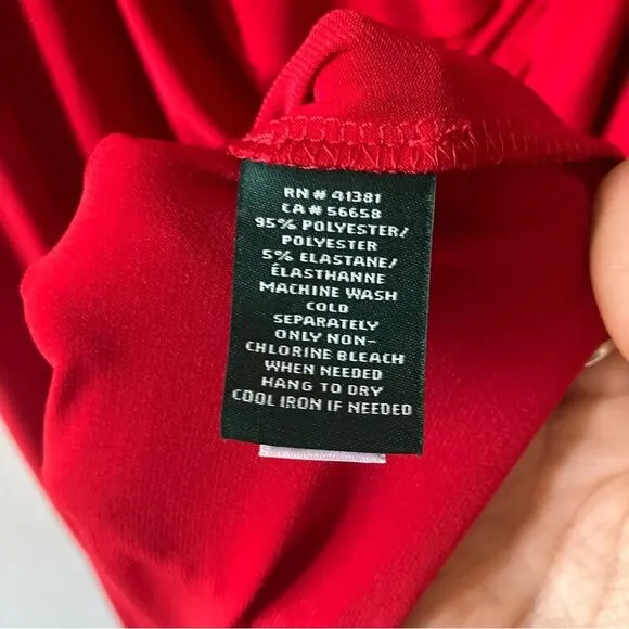 Lauren Ralph Lauren Red 90s Wrap Style Ruffle V Neck Long Sleeve Maxi Dress 20W