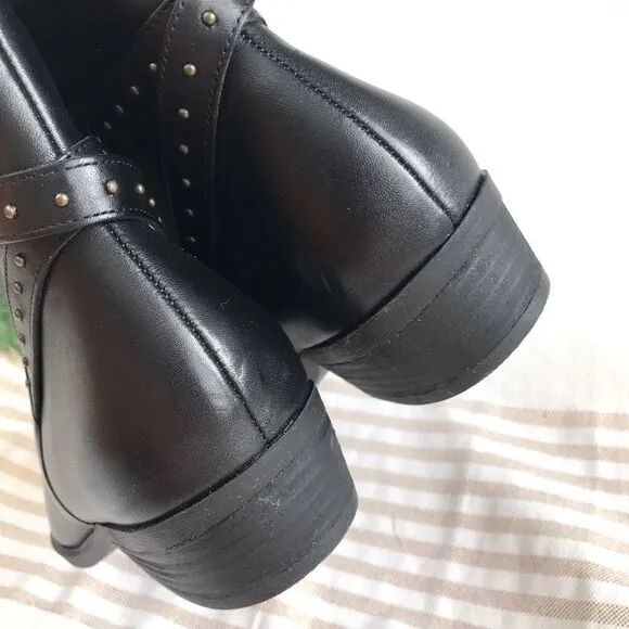 Lauren Ralph Lauren Shaw Studded Black Leather Ankle Boots