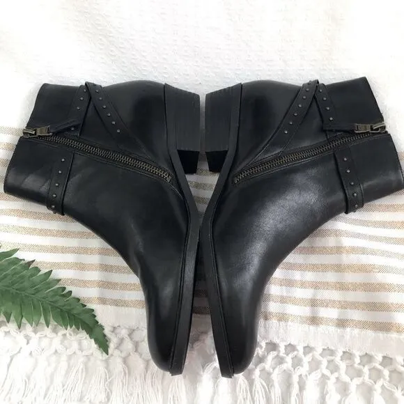 Lauren Ralph Lauren Shaw Studded Black Leather Ankle Boots