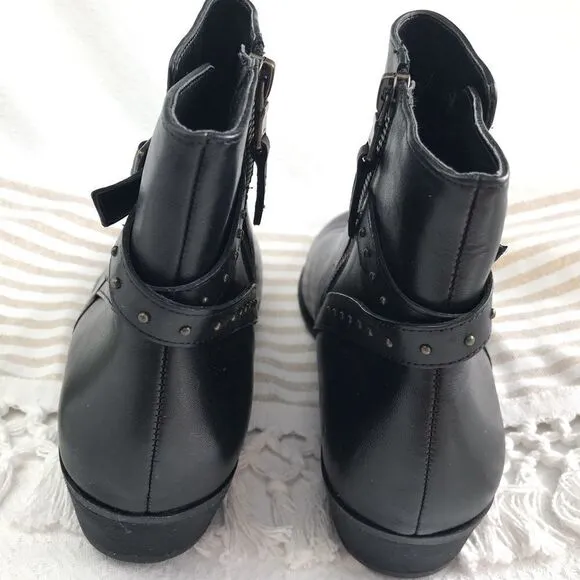 Lauren Ralph Lauren Shaw Studded Black Leather Ankle Boots