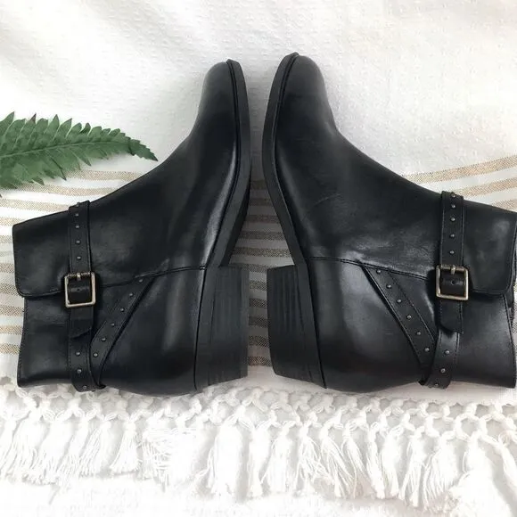 Lauren Ralph Lauren Shaw Studded Black Leather Ankle Boots