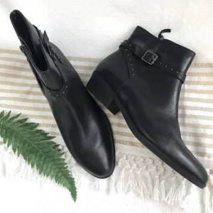 Lauren Ralph Lauren Shaw Studded Black Leather Ankle Boots