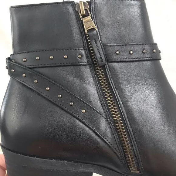 Lauren Ralph Lauren Shaw Studded Black Leather Ankle Boots
