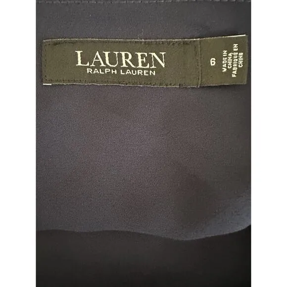 Lauren Ralph Lauren Size6 Faux-Wrap Tropical Skirt Navy