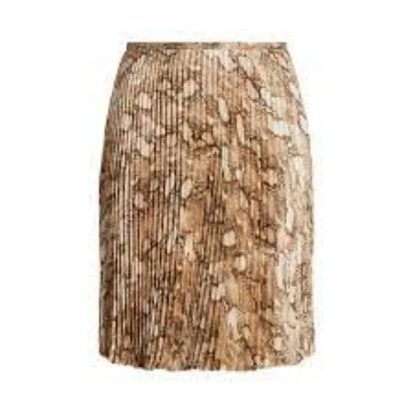 Lauren Ralph Lauren Snakeskin Print Pleated Charmeuse Skirt