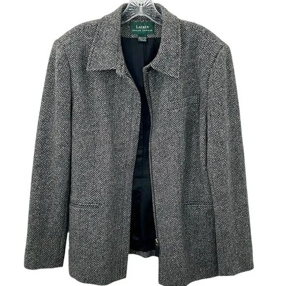 Lauren Ralph Lauren Women’s Gray Herringbone Lambs Wool Blend No Size Tag