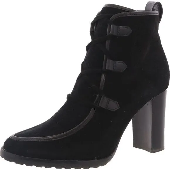 Lauren Ralph Lauren Womens Mabel Black Suede Lace-Up Dressy Booties Shoes Used