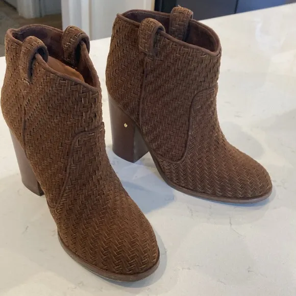 Laurence Dacade Woven leather 3.5” heel Suede Nico Boots Size 38 Brown cowgirl