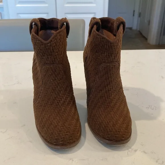 Laurence Dacade Woven leather 3.5” heel Suede Nico Boots Size 38 Brown cowgirl