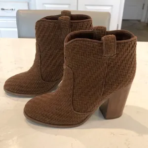 Laurence Dacade Woven leather 3.5” heel Suede Nico Boots Size 38 Brown cowgirl