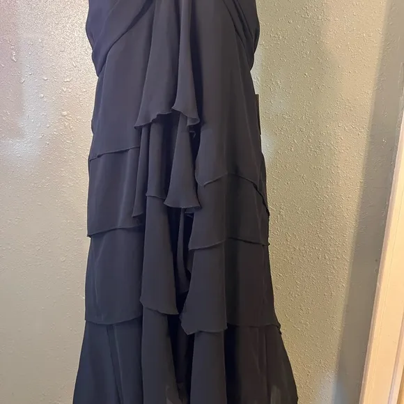 Layered whimsigoth bohemian witchy BLACK HALTER Maxi sz 22w 3x minimalist lined