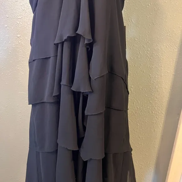 Layered whimsigoth bohemian witchy BLACK HALTER Maxi sz 22w 3x minimalist lined
