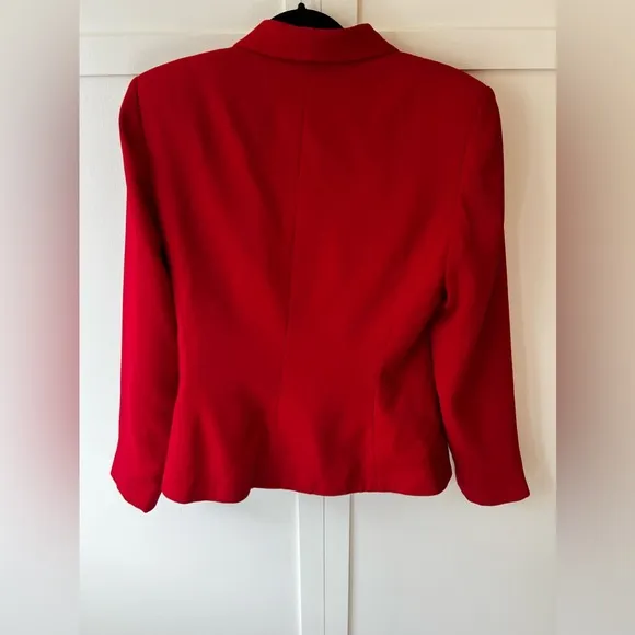 Le Suit‎ Women’s Red 90s Vintage Jacket Blazer With Black Toggle Size 8