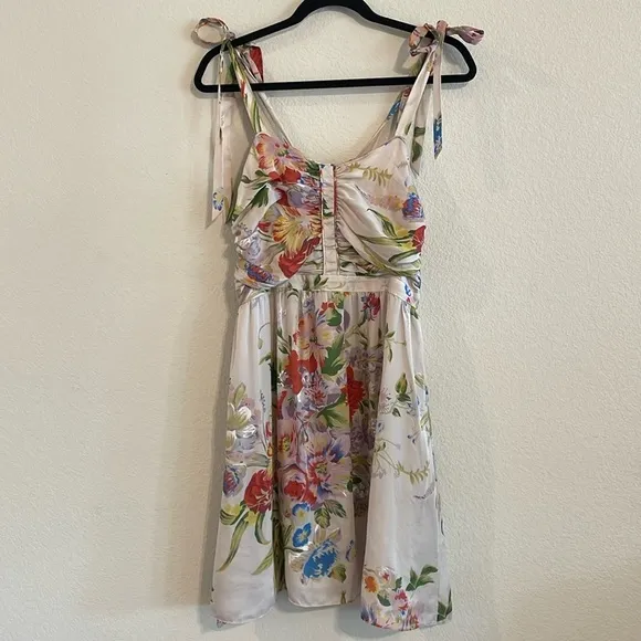 Leifsdottir Anthropologie Women's 100% Silk Midi Dress Size 6 Floral Bohemian